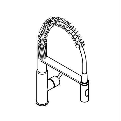 Baterie bucatarie Grohe Via Cosmo dus profesional pipa medie, monocomanda, cartus ceramic, pipa inalta, tip U, dus extractabil, crom [4]