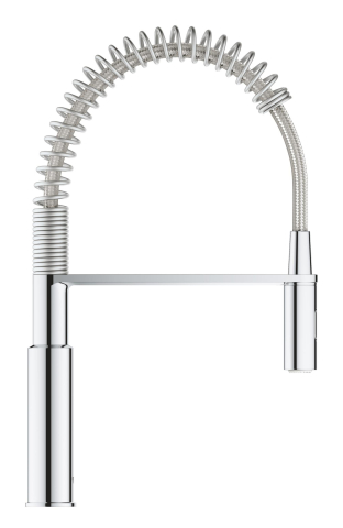 Baterie bucatarie Grohe Via Cosmo dus profesional pipa medie, monocomanda, cartus ceramic, pipa inalta, tip U, dus extractabil, crom [3]