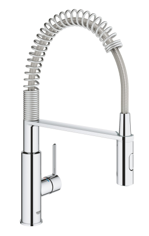 Obiecte sanitare - Baterie bucatarie Grohe Via Cosmo dus profesional pipa medie, monocomanda, cartus ceramic, pipa inalta, tip U, dus extractabil, crom