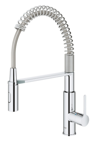 Baterie bucatarie Grohe Via Cosmo dus profesional pipa medie, monocomanda, cartus ceramic, pipa inalta, tip U, dus extractabil, crom [1]