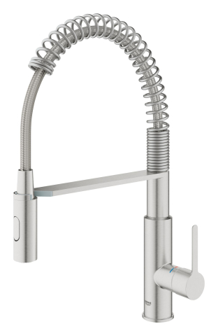 Baterie bucatarie Grohe Via Vosmo dus profesional pipa medie, pipa pivotanta, dus extractabil, 2 functii, crom mat [4]