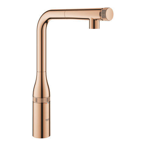 Obiecte sanitare - Baterie bucatarie Grohe Essence SmartControl, 3/8'', pipa inalta, tip L, dus extractabil, 2 functii, control apasare si rotire, pivotanta, limitator, cupru lucios