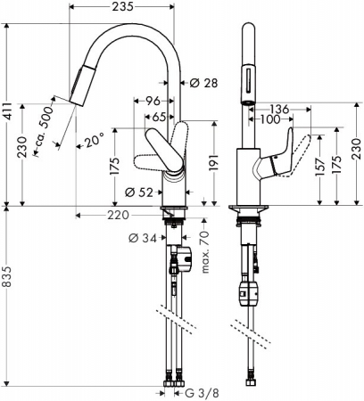 Baterie bucatarie Hansgrohe Focus 240 dus extractibil crom [1]