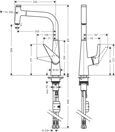 Baterie bucatarie Hansgrohe Talis Select S 300 dus extractibil [1]
