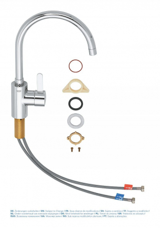Baterie bucatarie cartus ceramic pipa inalta pivotanta limitator debit Crom Grohe Eurosmart Cosmopolitan [4]