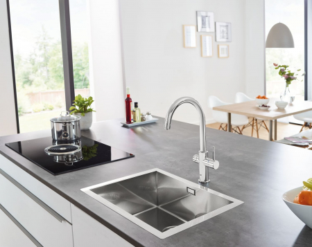 Baterie bucatarie monocomanda sistem de filtrare apa racire apa si apa carbogazoasa 3 nivele mineralizare cartus ceramic pipa tip C pivotanta 150 Grohe Blue Home [3]