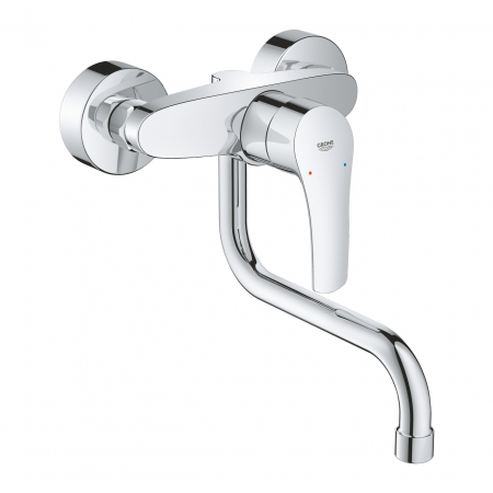 Baterii monocomanda - Baterie bucatarie pipa 216 mm cromata furtunuri flexibile Grohe Eurosmart New