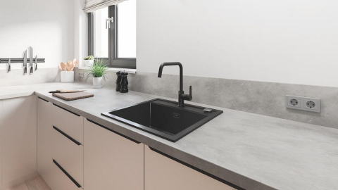 Baterie bucatarie Grohe Start, pipa tip U, pipa inalta, marime l, montare pe blat, monocomanda, cartus ceramic, pipa pivotanta, negru [6]