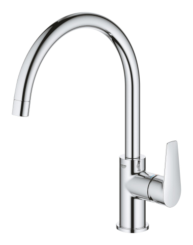 Baterie bucatarie Grohe StartEdge pipa tip C 3/8'', monocomanda, pivotanta, cartus ceramic, montaj pe blat, protectie reflux, limitator de debit, crom [3]