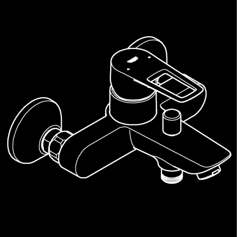 Baterie cada Grohe BauLoop, montare pe perete, cartus ceramic, diverter, limitator de temperatura, crom [6]