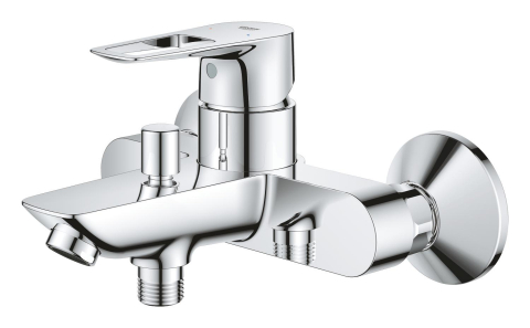 Baterie cada Grohe BauLoop, montare pe perete, cartus ceramic, diverter, limitator de temperatura, crom [4]