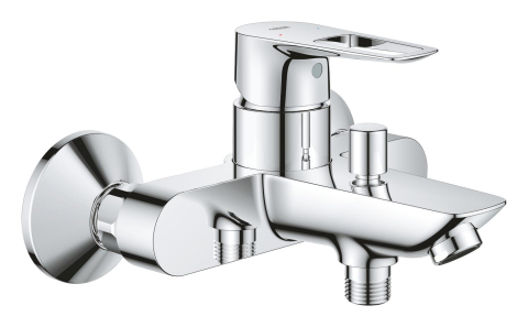 Obiecte sanitare - Baterie cada Grohe BauLoop, montare pe perete, cartus ceramic, diverter, limitator de temperatura, crom
