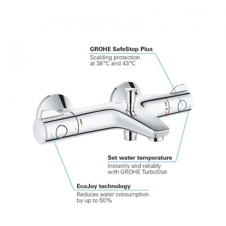 Baterie cada cu termostat cartus termostatat filtru impuritati diverter cromata Grohe Grohtherm 800 [4]