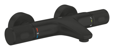 Obiecte sanitare - Baterie cada cu termostat Grohe Precision Feel 1/2", diverter, termostat, cartus ceramic, montare pe perete, negru mat