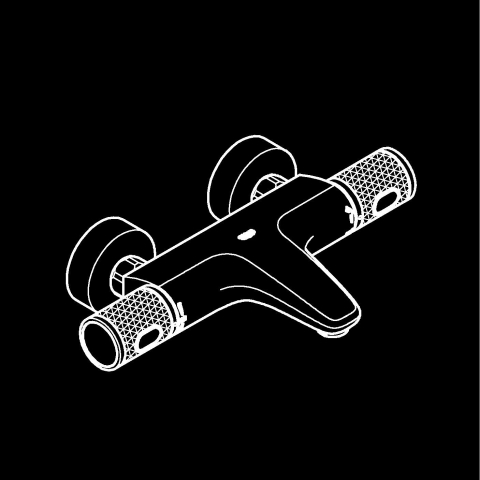 Baterie cada cu termostat Grohe Precision Feel 1/2", diverter, termostat, cartus ceramic, montare pe perete, negru mat [5]