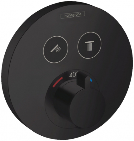 Baterii monocomanda - Baterie cada - dus termostatata Hansgrohe ShowerSelect S cu montaj incastrat necesita corp ingropat negru mat
