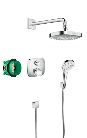 Baterii monocomanda - Sistem de dus incastrat termostatat Hansgrohe Design Croma Select E Ecostat E cu 2 consumatori