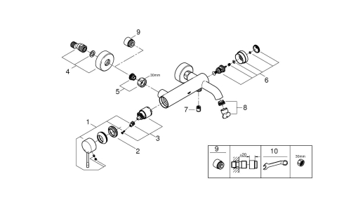 Baterie cada Grohe Essence New 1/2", monocomanda, montaj pe perete, cartus ceramic, filtru impuritati, limitator, antracit mat [1]