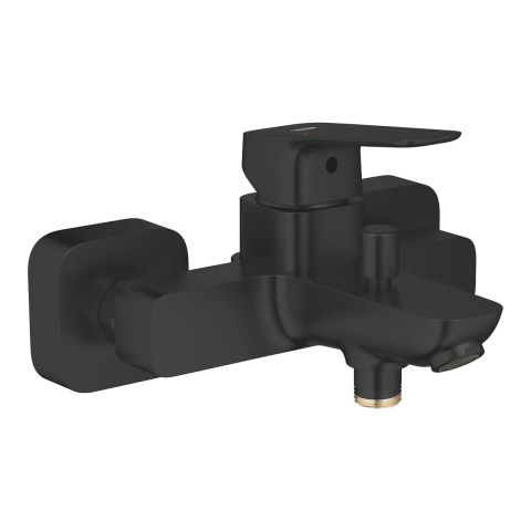Baterii baie - Baterie cada Grohe Concetto SilkMove aparenta, monocomanda, cartus ceramic, diverter, montare pe perete, limitator temperatura, negru mat