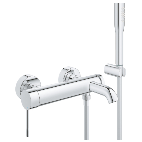 Obiecte sanitare - Baterie cada Grohe Essence New monocomanda, cartus ceramic, diverter, para dus, 1 functie, furtun 1,5 m, suport, crom