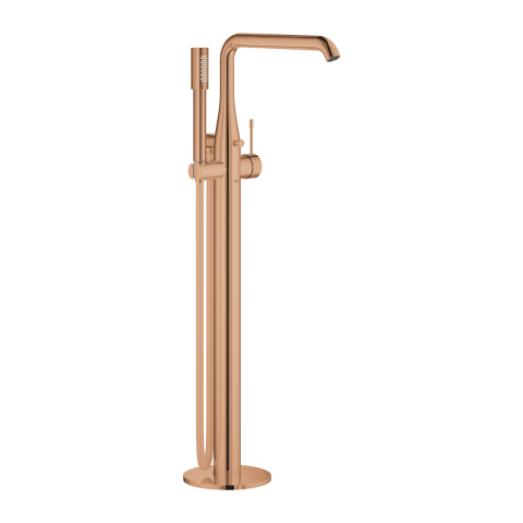 Obiecte sanitare - Baterie cada Grohe Essence New montare pe podea, 1/2"'', monocomanda, include set de dus, pivotanta, o pulverizare, necesita corp instalare, cupru lucios