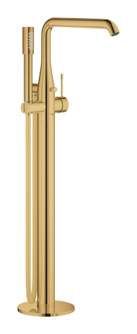 Obiecte sanitare - Baterie cada Grohe Essence New montare pe podea, cartus ceramic, diverter, para dus, 1 functie, furtun 1,25 m, suport, necesita corp instalare, auriu lucios