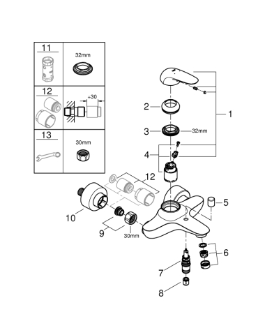 Baterie cada Grohe Eurostyle solid cartus ceramic 35 mm, suprafata limitator de debit reglabil, inox, crom [1]