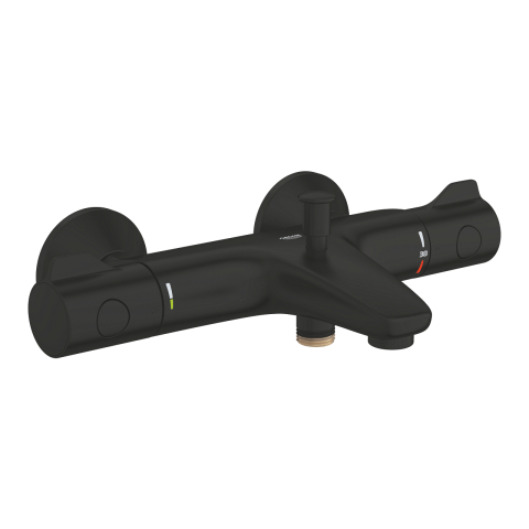 Baterii baie - Baterie cada Grohe Grohtherm montare pe perete, termostat, cartus ceramic, diverter, protectie anti-reflux, limitator temperatura, negru mat