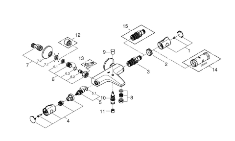 Baterie cada Grohe Grohtherm montare pe perete, termostat, cartus ceramic, diverter, protectie anti-reflux, limitator temperatura, negru mat [2]