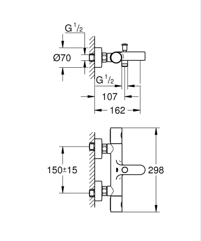 Baterie cada Grohe Precision Get aparenta, termostat, diverter, ecobutton, anti-oparire, crom [3]