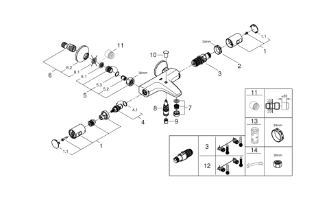 Baterie cada Grohe Precision Start termostat, dubla comanda, diverter, protectie anti-reflux, protectie anti-oparire, sistem anti-calcar, montare pe perete, negru [2]