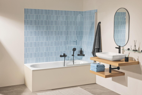 Baterie cada Grohe StartEdge cartus ceramic, diverter, limitator temperatura, negru mat [5]