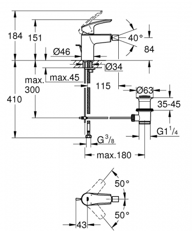 Baterie de bideu cromata furtunuri flexibile Grohe Eurosmart New [3]