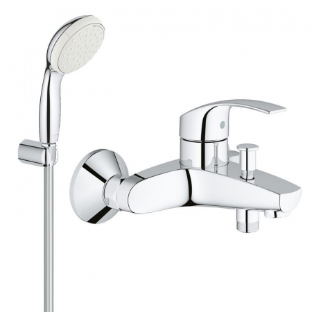 Baterii monocomanda - Baterie de cada cu set de dus cartus ceramic aerator monocomanda cromata Grohe Eurosmart