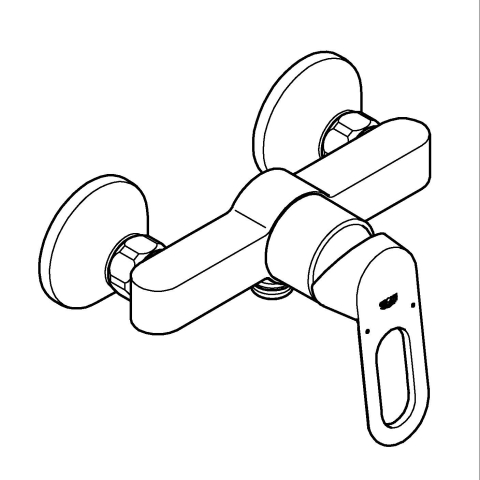 Baterie dus Grohe BauLoop 1/2", montare pe perete, monocomanda, cartus ceramic, crom [2]