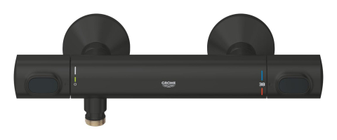 Baterie dus Grohe Precision cu termostat, cartus ceramic, montare pe perete, anit-oparire, negru mat [2]