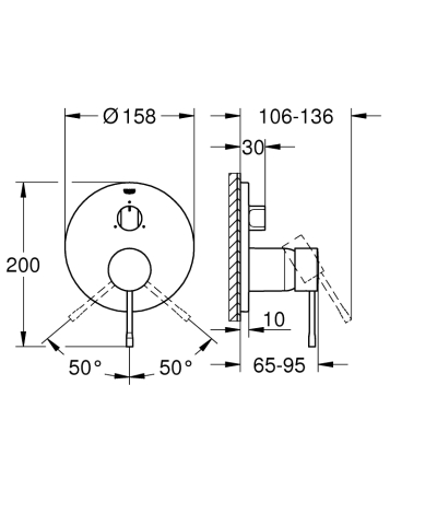Baterie dus Grohe Essence New 3 cai, monocomanda, diverter, 3 iesiri, cartus ceramic, necesita corp instalare, cupru mat [3]
