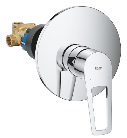 Baterie dus Grohe BauLoop incastrata, 2 intrari, 1 iesire, cartus ceramic, crom [4]