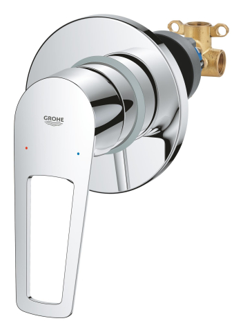 Baterie dus Grohe BauLoop monocomanda, levier metalic, cartus ceramic, incastrata, corp instalare inclus, pt dus igienic, crom [4]