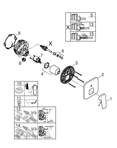 Baterie dus Grohe Concetto SilkMove 2 functii, diverter, incastrat, monocomanda, necesita corp instalare, cartus ceramic, crom [4]