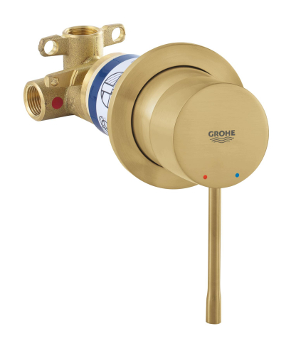 Baterie dus Grohe Essence monocomanda, cartus ceramic, incastrata, levier metalic, corp instalare inclus, pentru dus igienic, auriu mat [3]