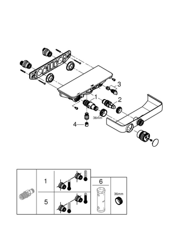 Baterie dus Grohe Grohtherm SmartControl termostat, anti-oparire, butoane apasare si rotire, filtru impuritati, crom [1]