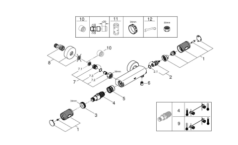 Baterie dus Grohe Precision 1/2", termostat, anti-oparire, limitator presiune, ecobutton, crom [21]