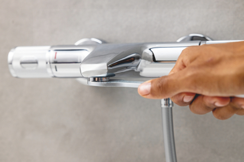 Baterie dus Grohe Precision cu termostat, cartus ceramic, montare pe perete, anit-oparire, crom [26]