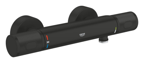 Obiecte sanitare - Baterie dus Grohe Precision 1/2", termostat, anti-oparire, limitator presiune, ecobutton, negru mat
