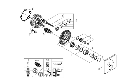 Baterie dus Grohe SmartControl incastrat, dus fix 250 mm, apasare si rotire, anti-calcar, crom [1]
