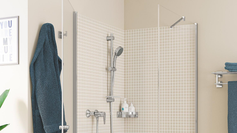 Baterie dus Grohe StartEdge montare pe perete, monocomanda, cartus ceramic, limitator de debit, crom [6]