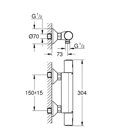 Baterie dus Grohe Precision Start termostat, protectie anti-oparire, filtru impuritati, limitator temperatura, protectie anti-reflux, negru [4]