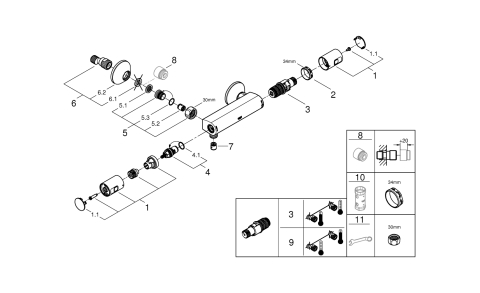 Baterie dus Grohe Precision Start termostat, protectie anti-oparire, filtru impuritati, limitator temperatura, protectie anti-reflux, negru [3]
