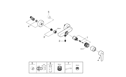 Baterie dus Grohe Start monocomanda, diverter, cartus ceramic, protectie anti-reflux, limitator temperatura, negru [3]